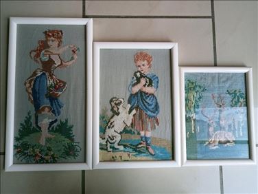 Abbildung: .3x Bild (Kreuzstich): 33x18,27x19,22x17cm