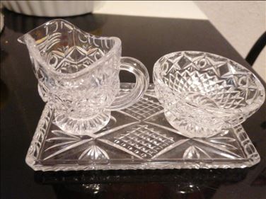 Abbildung: 3 tlg., Glas mit Schlif o. Kristall Set DDR Ära vintag 