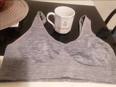 Abbildung: 1 Bustier grau L, 1 alte Dalmayr Logo Tasse 