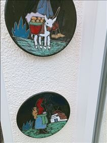 Abbildung: 3x Wandbild (D:17,5 cm), Keramik 