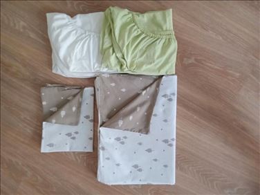 Abbildung: Kinder-Wendebettwäsche, 100x135 cm, weiß/taupe + 2 Spannbett