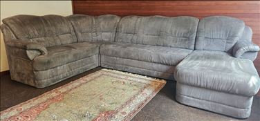 Abbildung: XXL Wohnlandschaft Couch Sofa –  Mikrofaser Velours grau