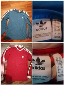 Abbildung: Adidas shirt blau gr. 38 , rot gr. XS getragen gewaschen