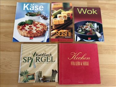 Abbildung: Kochbücher Käse,Sushi, Wok, Spargel, Kochen für Leib + Seele